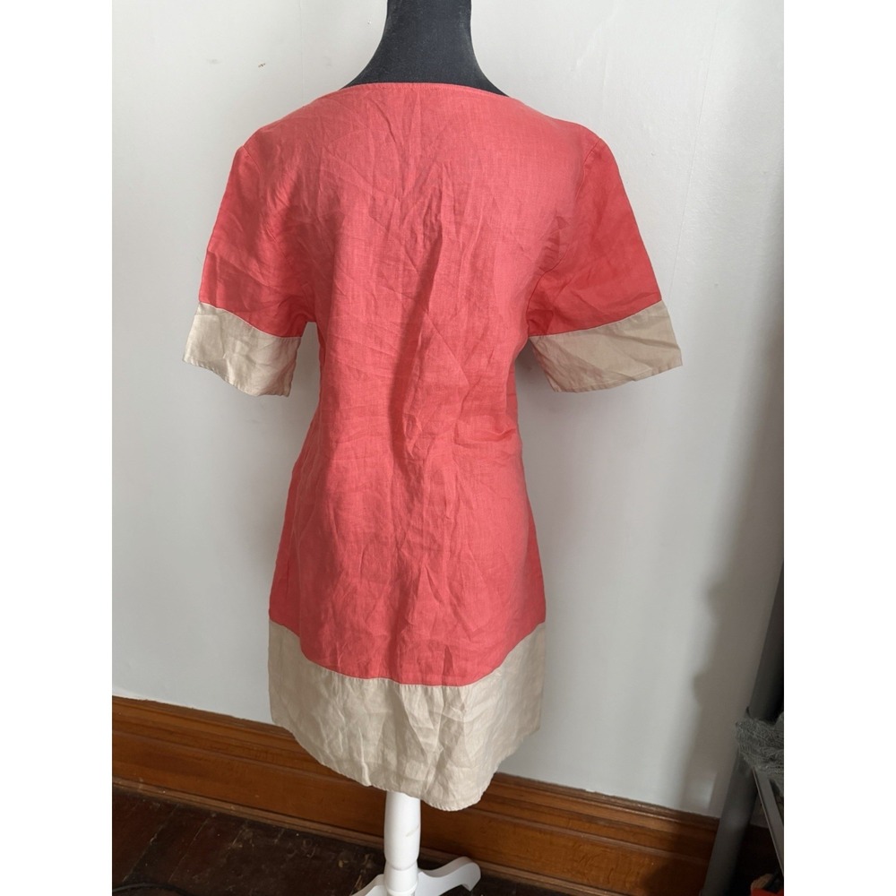 Linen Carrie Pink Shift Dress: Minimalist Preppy Old Money XS French Curve - Picture 6 of 10